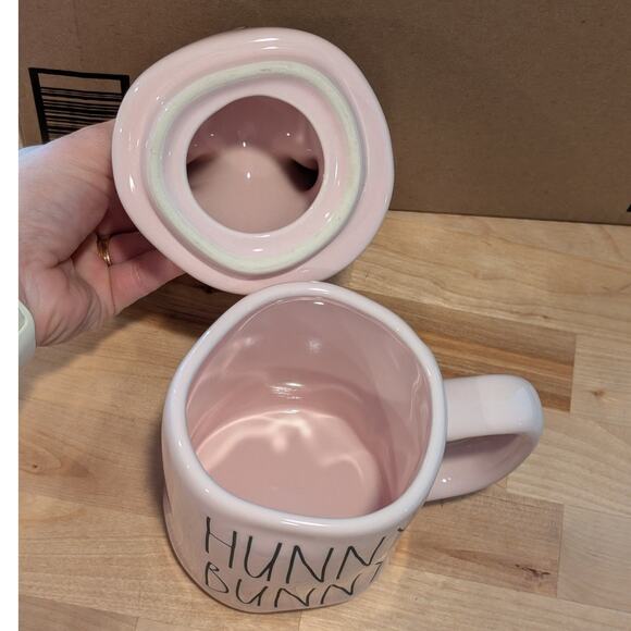 Rae Dunn Magenta Hunny Bunny Pastel Pink Ceramic Coffee Tea Mug Bunny Ears Lid - Picture 9 of 10